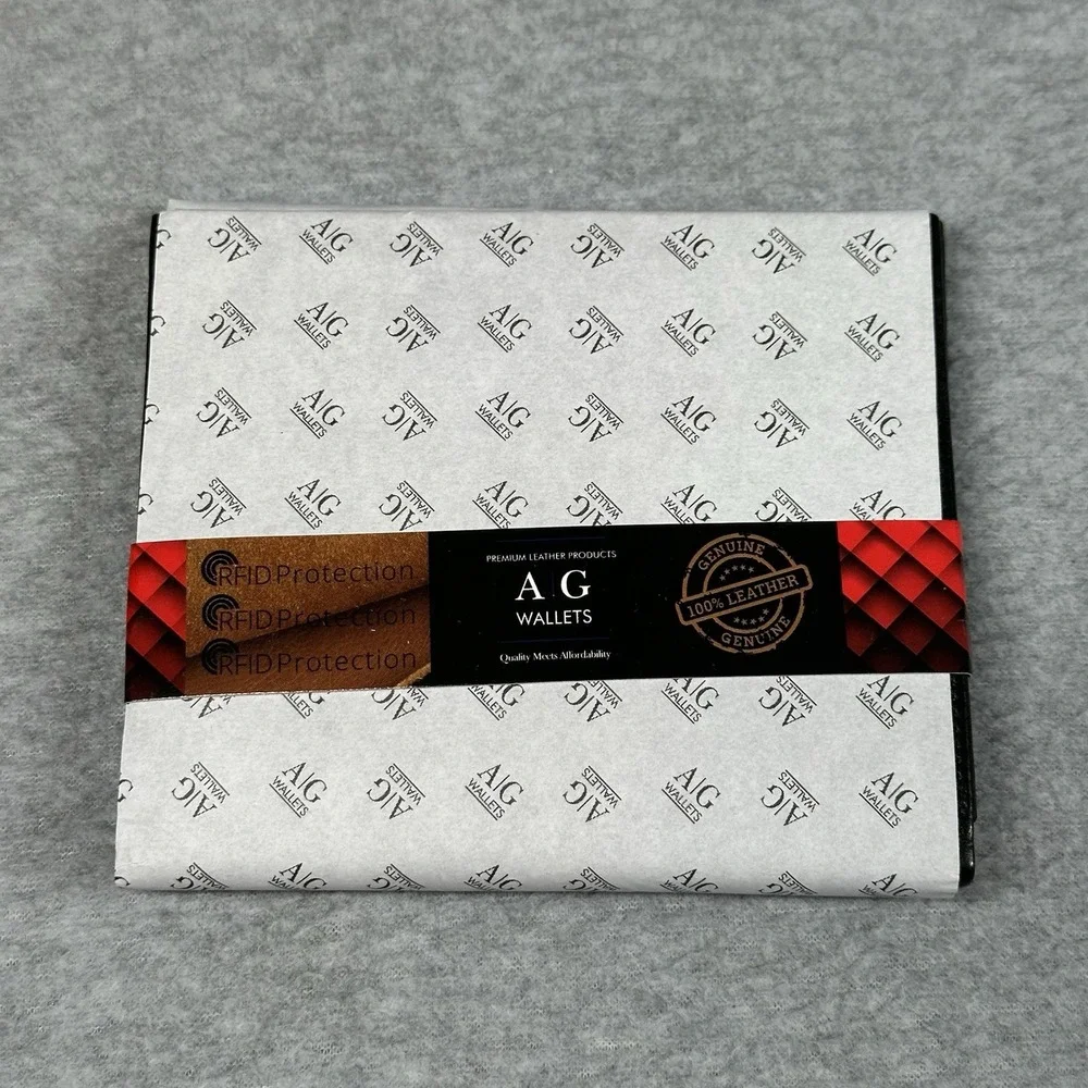 AG Wallets Genuine Leather RFID Bifold Men's Black Cowhide Billfold‎ NEW